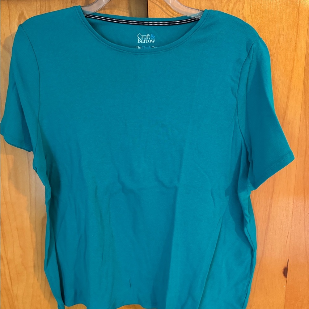 Croft & Barrow Essentials Crewneck Tee Size 1X - Teal